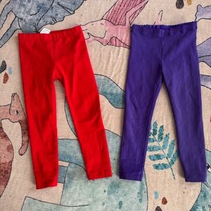 Tea Collection Red & Purple Stretch Leggings Pair